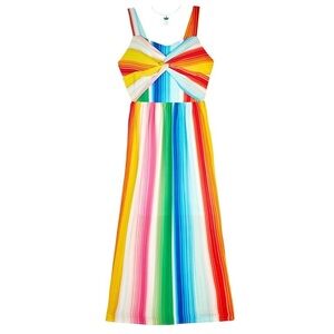 NWT Ally B. Girls Rainbow Stripe Twist Front Maxi Dress